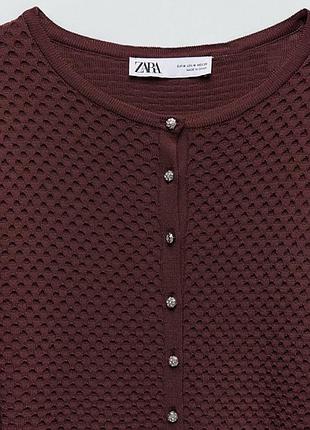 Текстурный кардиган с украшенными пуговицами  zara5 фото