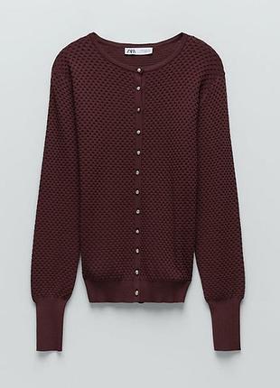Текстурный кардиган с украшенными пуговицами  zara2 фото