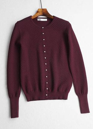 Текстурный кардиган с украшенными пуговицами  zara3 фото