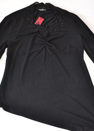Нарядная блуза с  набивным кружевом хл-ххл1 фото