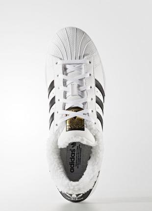 Теплые зимние женские кроссовки на меху adidas superstar w3 фото