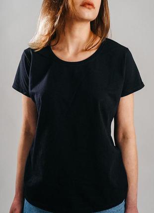 Базова чорна жіноча футболка 100% бавовна (25 кольорів)5 фото