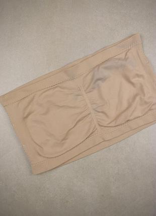 Телесный  топ утяжка  на резинке лиф без пушапа