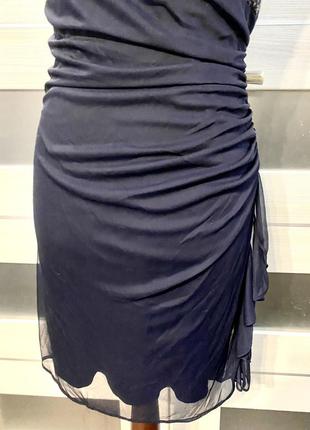 Платье betsy&adam вечернее темно-синее пайетки гипюр.3 фото