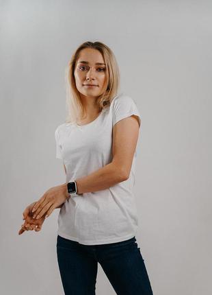Базова біла жіноча футболка 100% бавовна (25 кольорів)3 фото