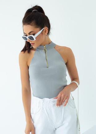 Крутой кроп-топ шерсть под горло на молнии турция