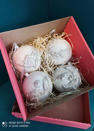 Набор ёлочных игрушек шары на елку ручная работа