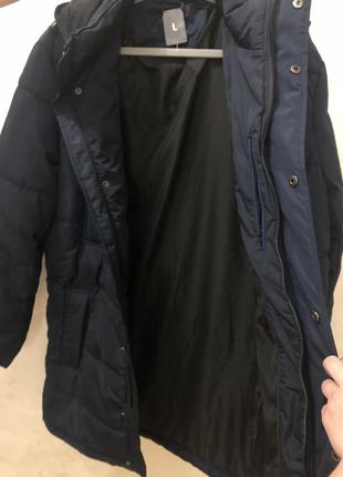 Міді темна куртка пальто середньої довжини l курточка довга темна8 фото