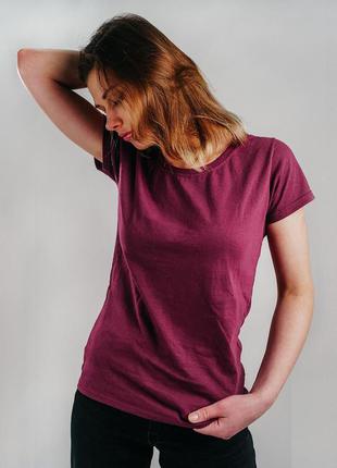 Базовая бордовая женская футболка 100% хлопок (25 цветов)