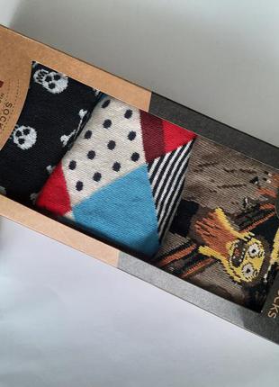 Шкарпетки чоловічі високі кольорові з принтом набір з 3 пар в подарунковій упаковці туреччина5 фото