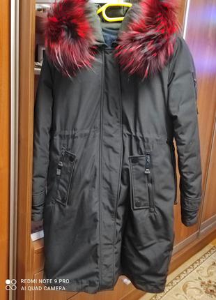 Тепла куртка парку пуховик з натуральним хутром2 фото