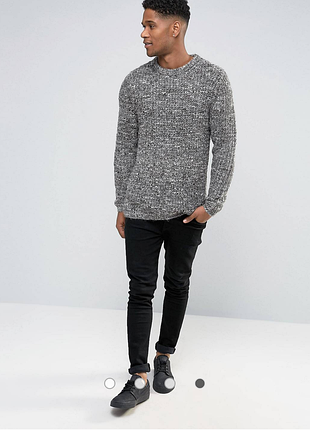 Теплий вовняний фактурний светр.сірий зимовий светр.asos.