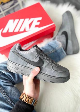 Кросівки air force 1 low fur ’grey black logo’ кроссовки