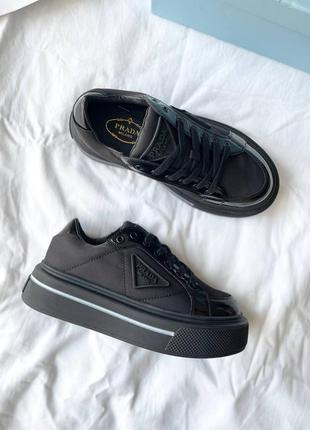 Кросівки macro re-nylon brushed leather sneakers black кроссовки10 фото