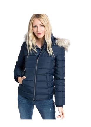 Зимний женский тёмно-синий пуховик tommy hilfiger l оригинал