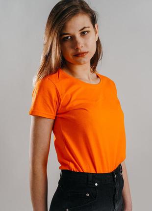 Базова помаранчева жіноча футболка 100% бавовна (25 кольорів)1 фото
