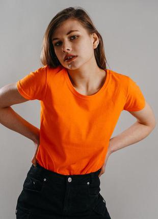 Базова помаранчева жіноча футболка 100% бавовна (25 кольорів)5 фото