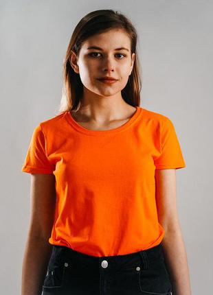 Базова помаранчева жіноча футболка 100% бавовна (25 кольорів)2 фото
