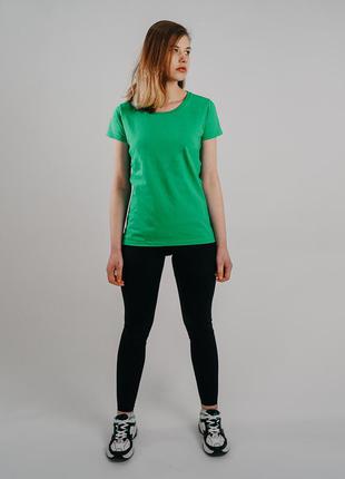 Базовая ярко-зеленая женская футболка 100% хлопок (25 цветов)