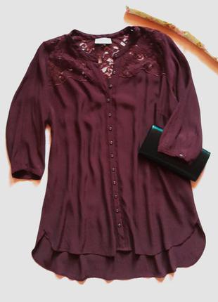Роскошная  блуза с удлиненной спинкой "бордо". 100%вискоза