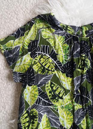 Вискозная блуза принт листья большой размер5 фото