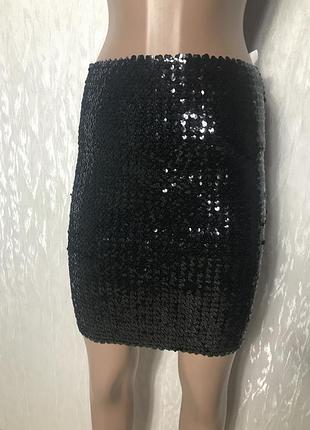 Спідничка нарядна фірмова у паетках 14-16 розміру гумка