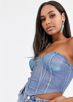 ❄sale☃ глиттерный топ - корсет missguided s/m