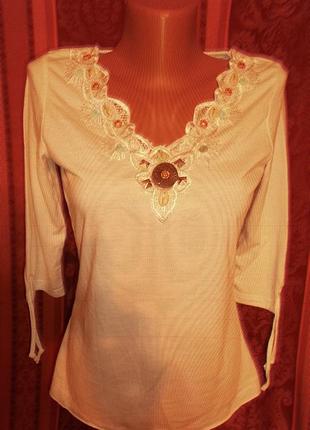 Блузочка  белая хлопок стильная s 44р street one