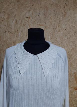 Трендовый свитерок в рубчик с актуальным вязаным воротником шерсть, вискоза2 фото