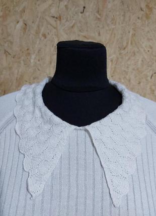 Трендовый свитерок в рубчик с актуальным вязаным воротником шерсть, вискоза5 фото