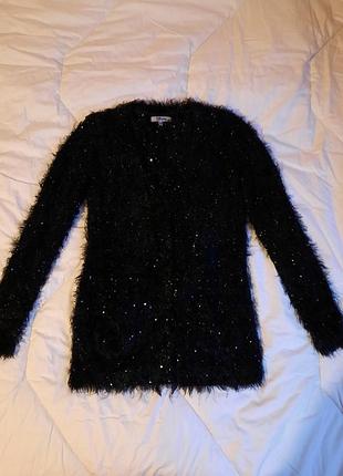 Пухнаста кофта кардиган травичка паєтки на кнопках 146 152