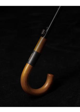 Зонт трость полуавтомат с деревянной ручкой origin d4 мужской женский черный