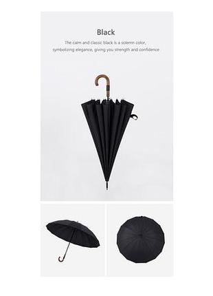 Зонт трость полуавтомат с деревянной ручкой origin d4 мужской женский черный