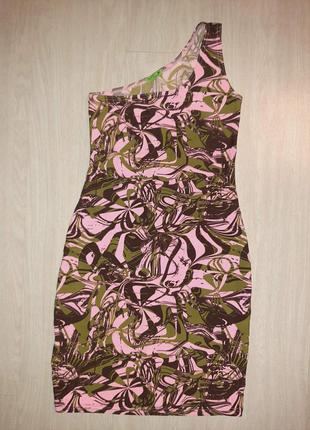 Цветное коричневое розовое платье бренд marta khanna  xs новое