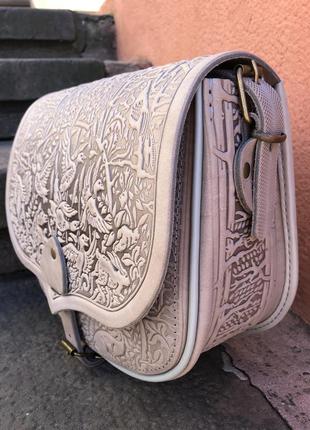 Велика шкіряна сумка через плече, жіноча сумка з тисненням.