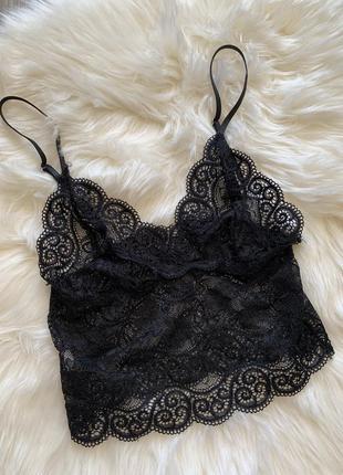 Черный бралет из кружева s размер