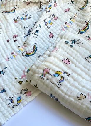 Муслиновый плед единорожки