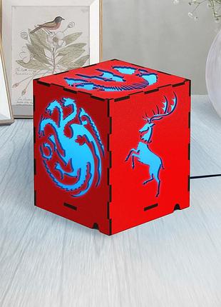 Ліхтар гра престолів нічник з дерева game of the thrones декор в спальню світлодіодна лампа настільна