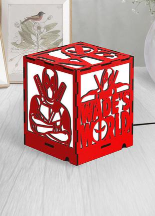 Дерев'яний світ дедпул настільна лампа нічник дедпул червоний ліхтар квадратний світильник модні лід лампи