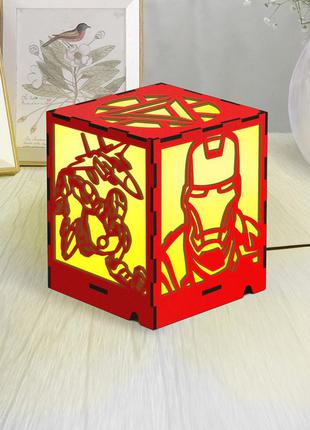 Лампа железный человек мстители marvel фонарь с супергерое светильник для парня декор из дерева лед лампа