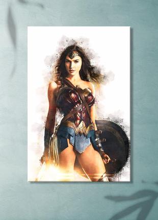 Чудо жінка картина на полотні wonder woman настінний декор супергер диво жинка постер на стелю холст