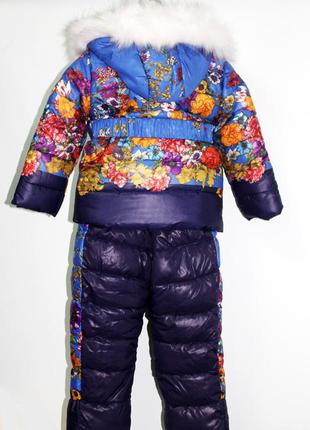 Детский зимний комбинезон с курткой для девочки "цветы"3 фото