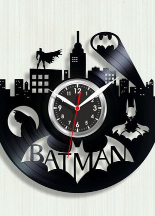 Бетмен годинник настінний batman годинник годинник супергерой логотип бетмен чорний годинник нічний місто вініловий годинник 30 см