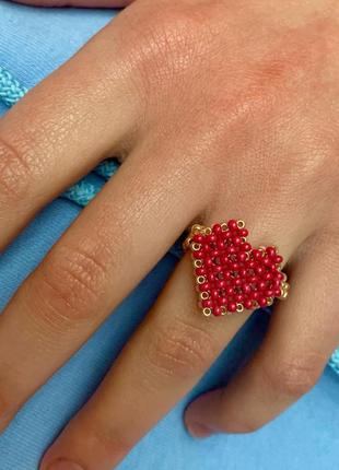 Кільце серце/ сердечко з бісеру