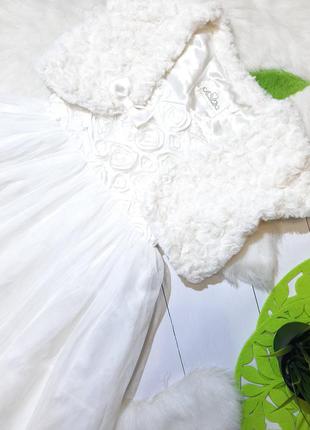 Белое платье ф.нм в объемных цветах с болеро4 фото