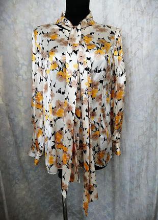 Блузка з натурального шовку з квітковим принтом!
