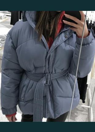 Пуховик куртка на поясе oysho zara h&m