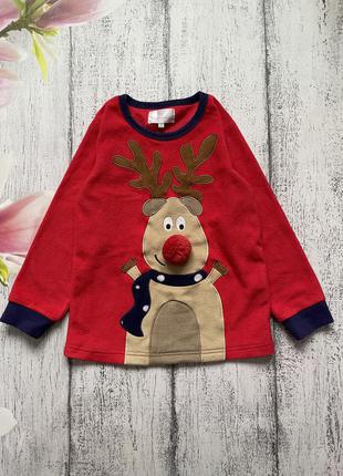 Крутая флисовая кофта новогодний свитер олень pj 7-8лет