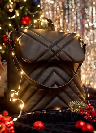 Очень удобный женский рюкзак-сумка loft стёганый чёрный1 фото