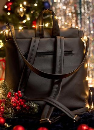 Дуже зручний жіночий рюкзак-сумка loft стьобаний чорний4 фото